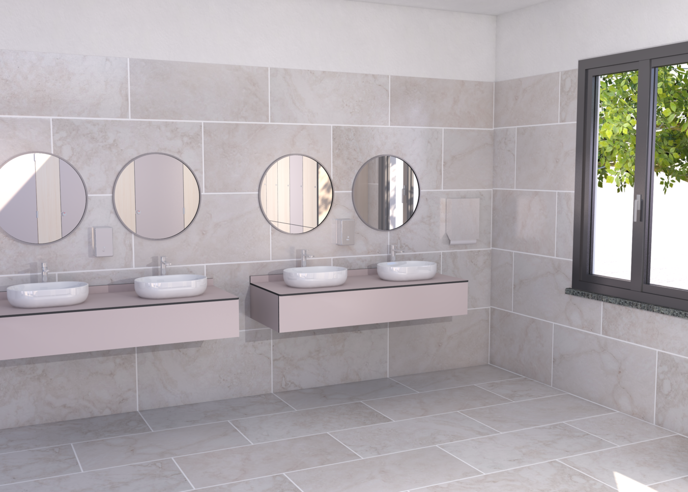 Piano lavabo in HPL per lavabo da appoggio o sopra piano